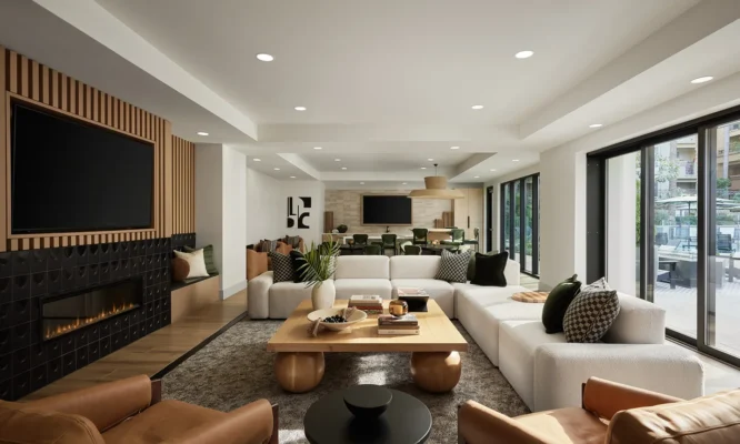 Multi Family Interior Design Open-concept living room and kitchen