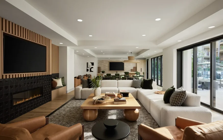Multi Family Interior Design Open-concept living room and kitchen